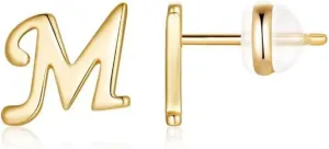 Earrings 14K Gold Plated Gold/Silver Letter Stud Earring Lightweight Hypoallergenic Earrings(ST-1004)