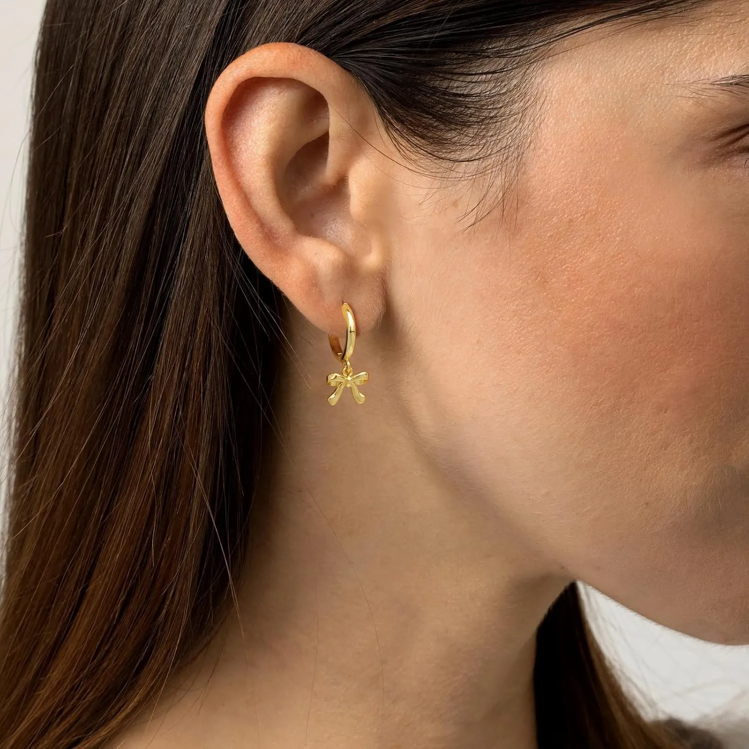 Earrings for Women Trendy Bow 14K Gold Plated/Silver Hoops Simple Twist Huggie Dainty Cubic Zirconia Jewelry