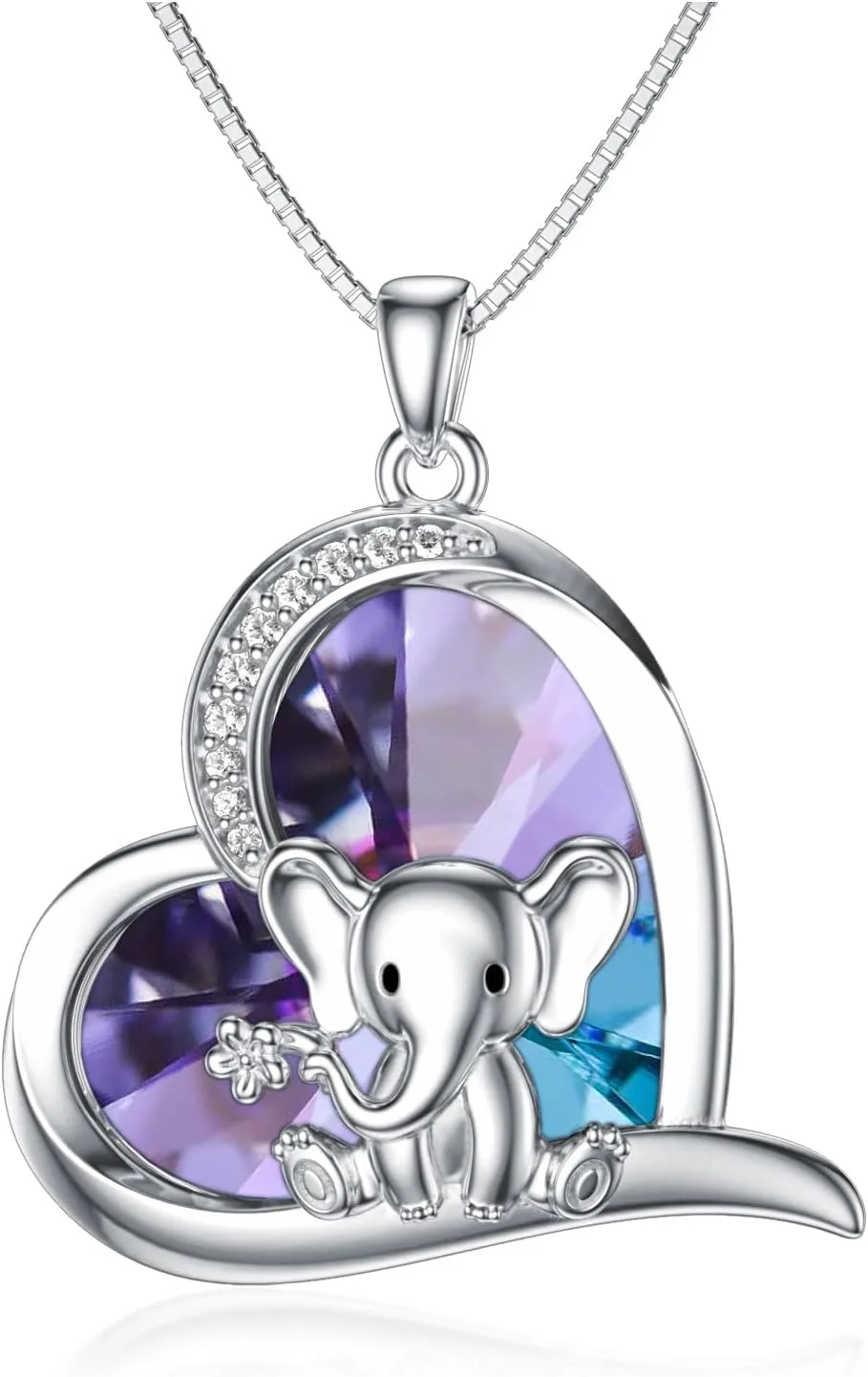Elephant Necklace 925 Sterling Silver Elephant Crystal Pendant Necklaces Elephant Jewelry Gifts for Women Girls Children
