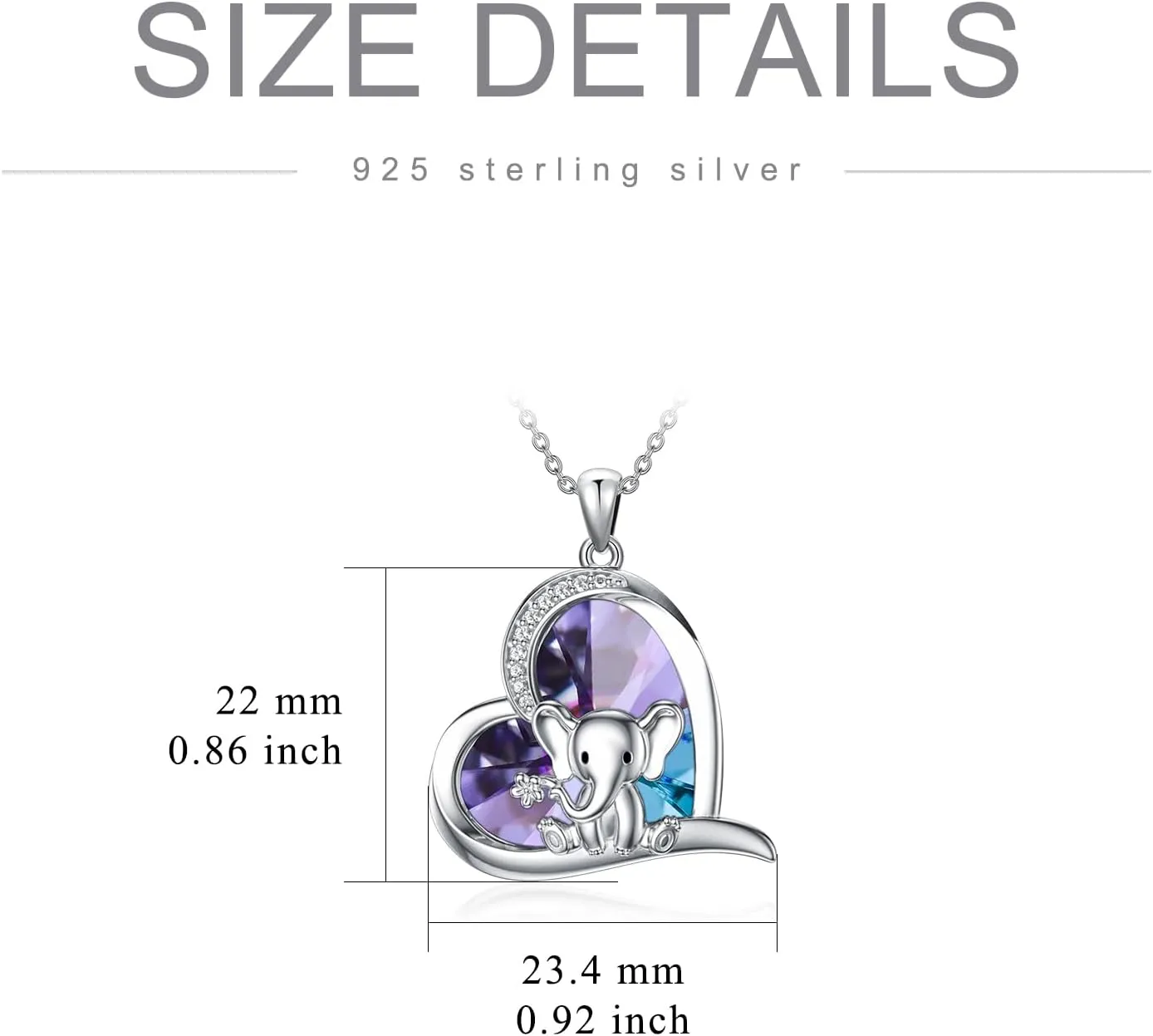 Elephant Necklace 925 Sterling Silver Elephant Crystal Pendant Necklaces Elephant Jewelry Gifts for Women Girls Children