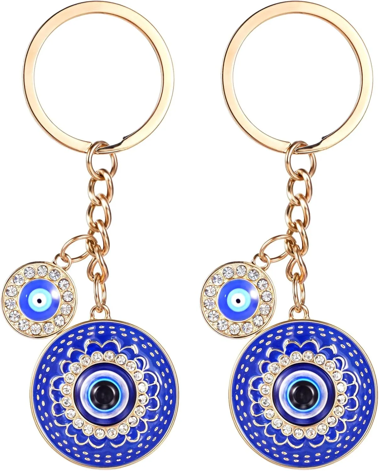 Evil Eye Keychain, Bling Evil Eye Keychain with Keyring Good Luck Amulet Protection Charm for Women Men