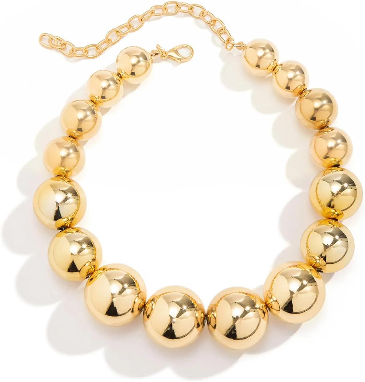 Exaggerated Multi Layered Metal Beaed Choker Necklaces Punk Big Ball Clavicle Chain Necklace Gothic Neck Jewelry Statement Collar Body Chain Necklace for Women