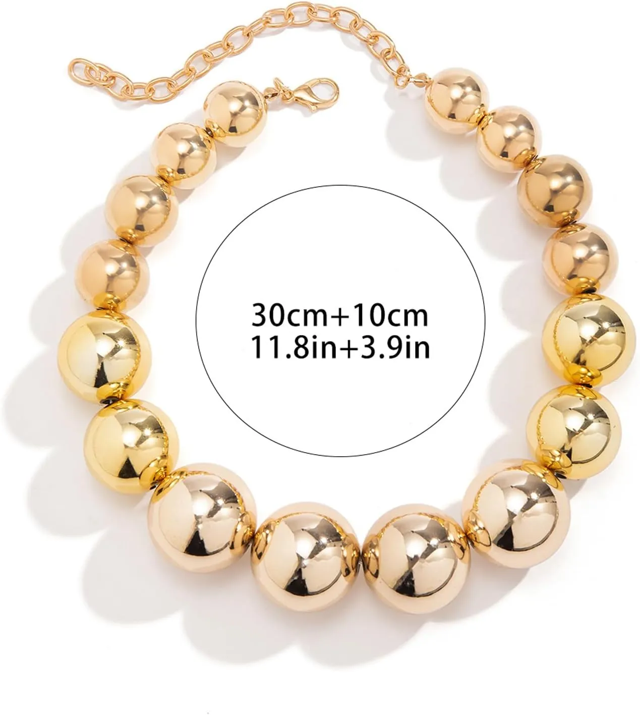 Exaggerated Multi Layered Metal Beaed Choker Necklaces Punk Big Ball Clavicle Chain Necklace Gothic Neck Jewelry Statement Collar Body Chain Necklace for Women