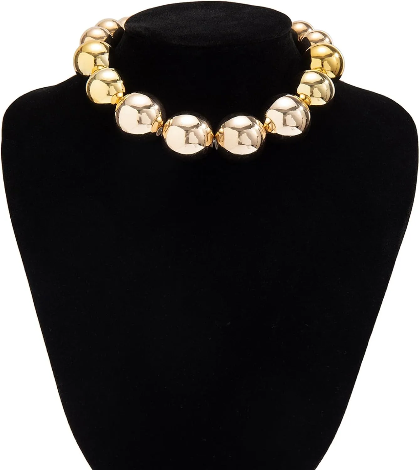 Exaggerated Multi Layered Metal Beaed Choker Necklaces Punk Big Ball Clavicle Chain Necklace Gothic Neck Jewelry Statement Collar Body Chain Necklace for Women
