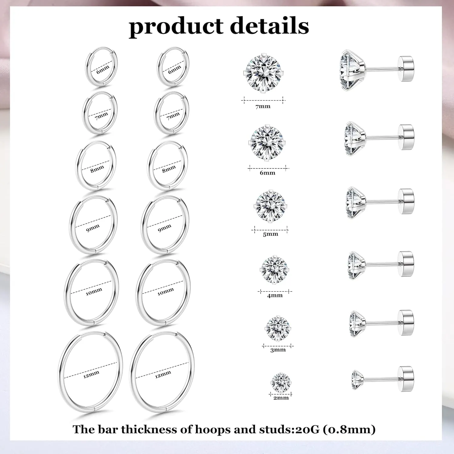 FASACCO 20G Flat Back Cartilage Earrings Hoop Stud Helix Earrings 14K Gold Plated Mini Small Hoop Earrings Flatback Stud Earrings