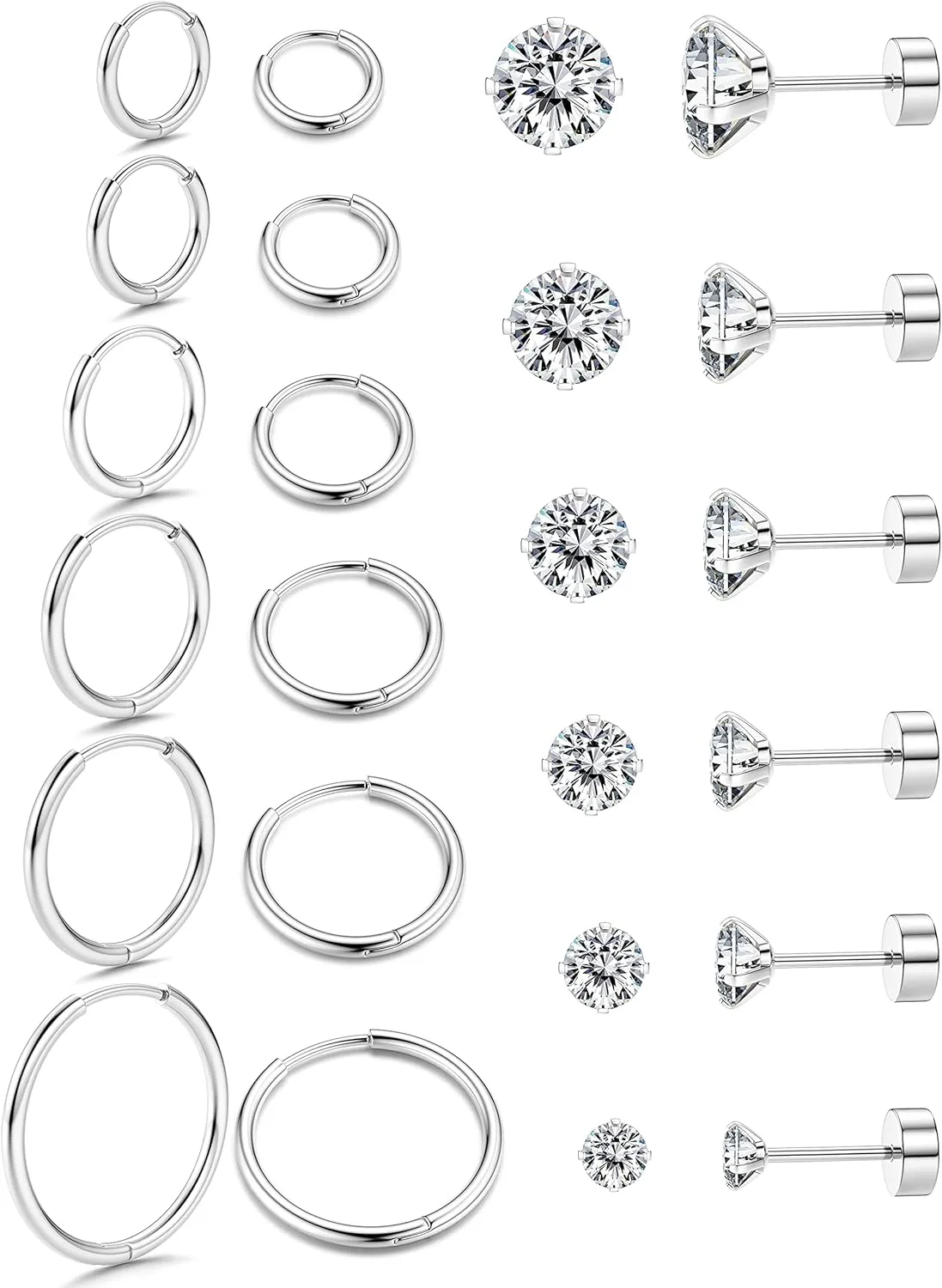 FASACCO 20G Flat Back Cartilage Earrings Hoop Stud Helix Earrings 14K Gold Plated Mini Small Hoop Earrings Flatback Stud Earrings
