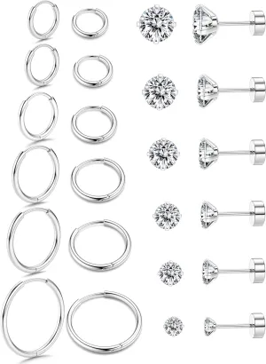 FASACCO 20G Flat Back Cartilage Earrings Hoop Stud Helix Earrings 14K Gold Plated Mini Small Hoop Earrings Flatback Stud Earrings