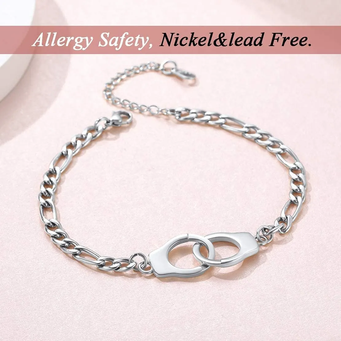 FindChic Handcuff Ankle Bracelets for Women Stainless Steel/18K Gold Plated/Black Infinity Custom Name Ankle Chain Jewelry Gift for Best Friends/Family, with Gift Box