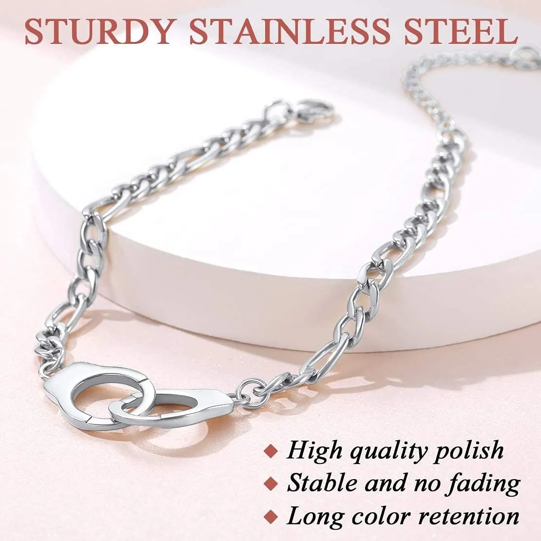 FindChic Handcuff Ankle Bracelets for Women Stainless Steel/18K Gold Plated/Black Infinity Custom Name Ankle Chain Jewelry Gift for Best Friends/Family, with Gift Box