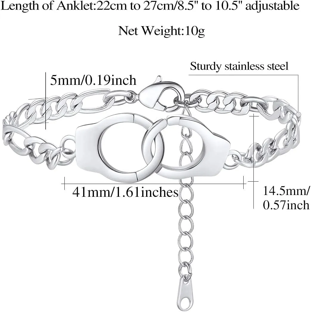 FindChic Handcuff Ankle Bracelets for Women Stainless Steel/18K Gold Plated/Black Infinity Custom Name Ankle Chain Jewelry Gift for Best Friends/Family, with Gift Box