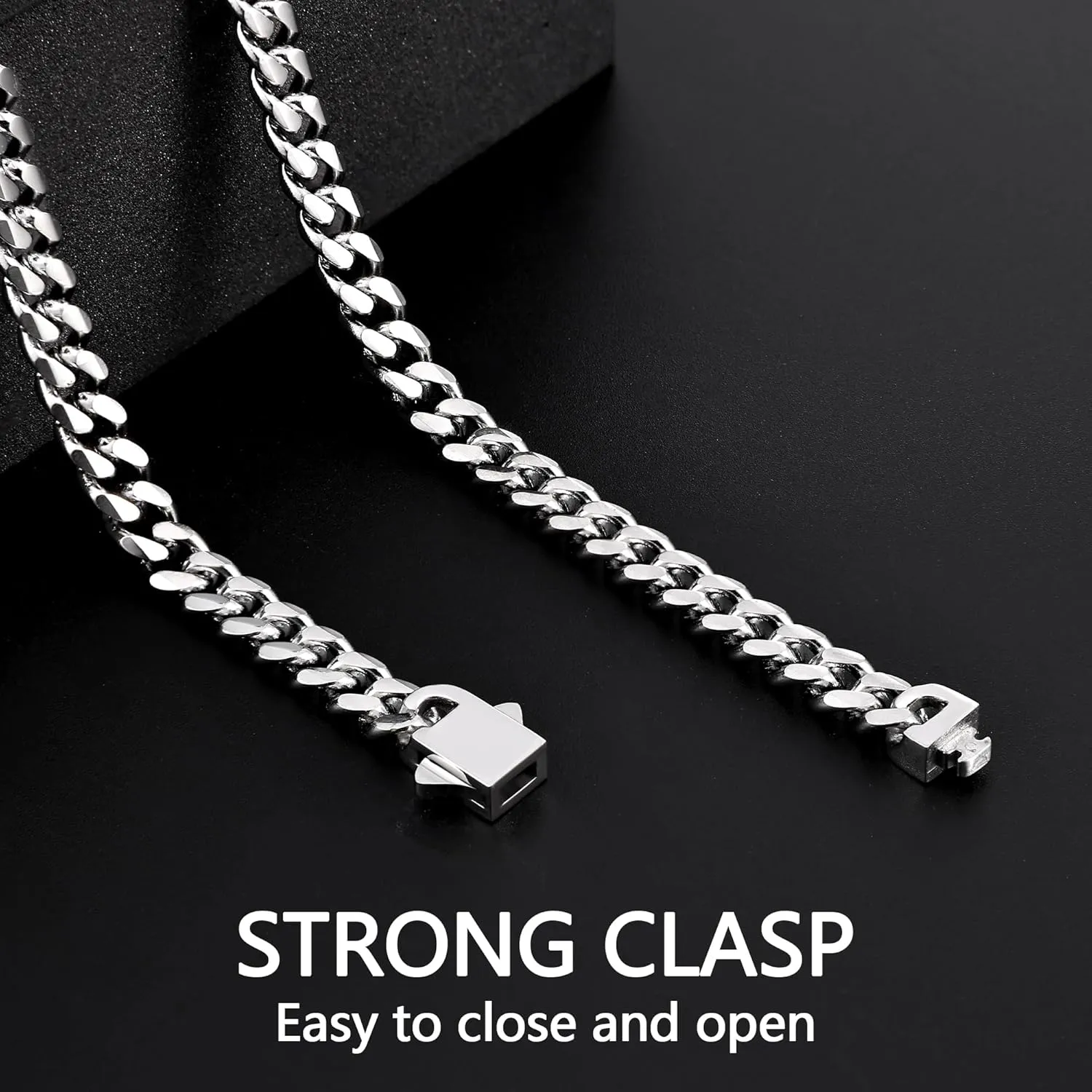 Fiusem 3.5mm Cuban Link Chains for Men, Silver Tone/Black/14K Gold Plated Stainless Steel Necklace Chain, Mens Necklace 16, 18, 20, 22, 24, 26, 28 Inch