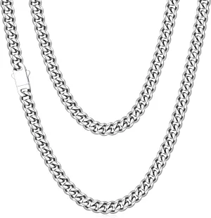 Fiusem 3.5mm Cuban Link Chains for Men, Silver Tone/Black/14K Gold Plated Stainless Steel Necklace Chain, Mens Necklace 16, 18, 20, 22, 24, 26, 28 Inch