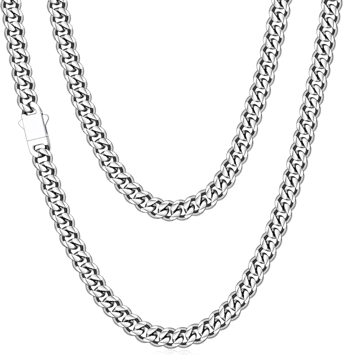 Fiusem 3.5mm Cuban Link Chains for Men, Silver Tone/Black/14K Gold Plated Stainless Steel Necklace Chain, Mens Necklace 16, 18, 20, 22, 24, 26, 28 Inch