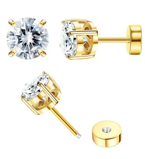 Flat Back Earrings for Women Girls Hypoallergenic Flat Back Stud Earrings Surgical Steel 20G Cartilage Earrings Handmade Screw Back Earrings