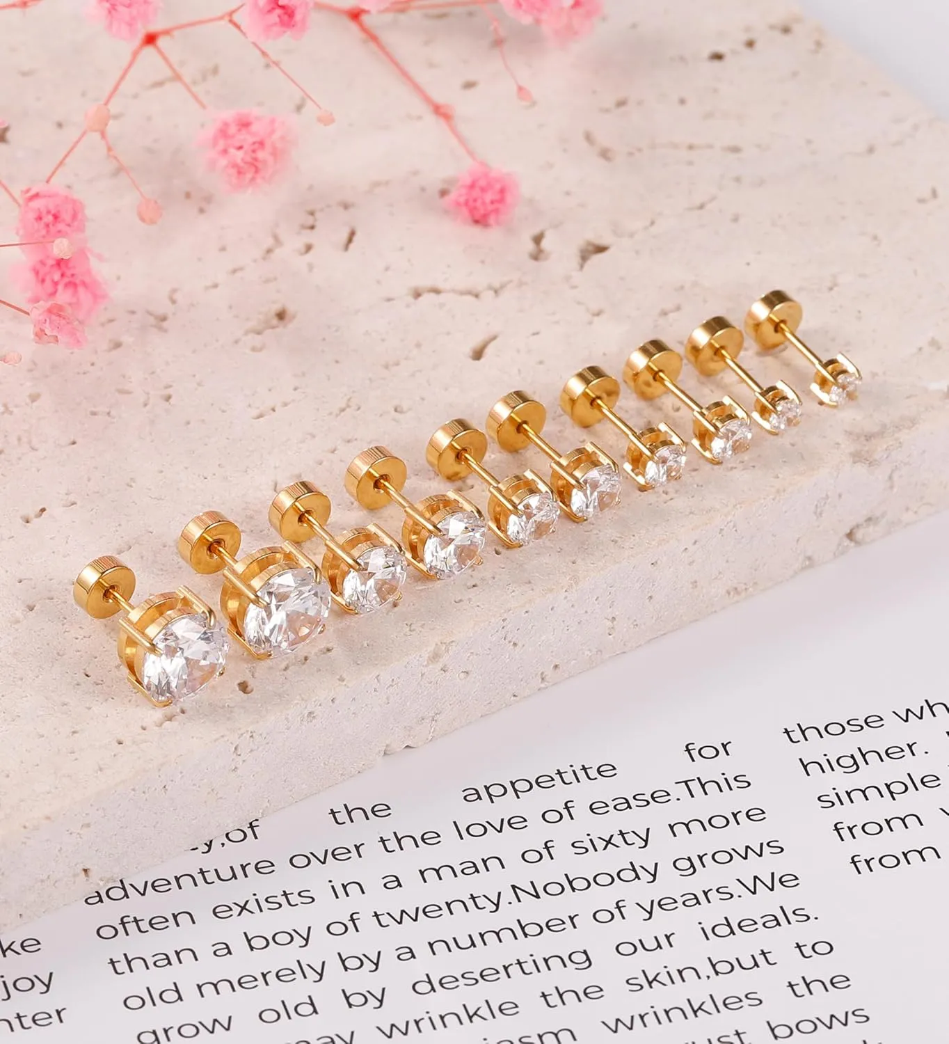 Flat Back Earrings for Women Girls Hypoallergenic Flat Back Stud Earrings Surgical Steel 20G Cartilage Earrings Handmade Screw Back Earrings