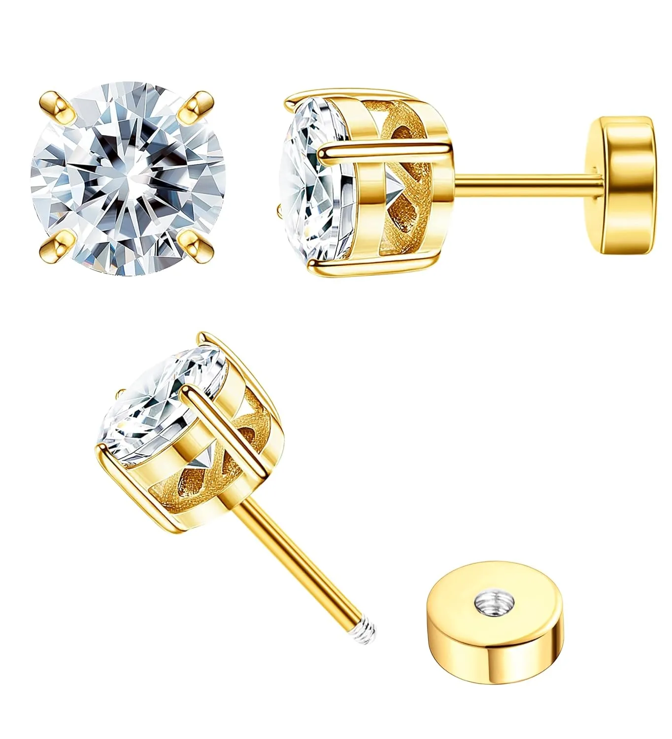 Flat Back Earrings for Women Girls Hypoallergenic Flat Back Stud Earrings Surgical Steel 20G Cartilage Earrings Handmade Screw Back Earrings