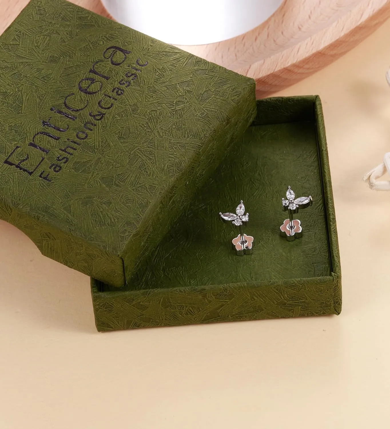 Flat Back Stud Earrings for Girls Women 14K Gold Plated Cartilage Stud Earrings 20G Hypoallergenic Surgical Steel Silver Butterfly Screw Back Nap Earrings Studs