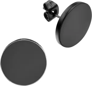 Flongo Men's Women's 14mm Round Stainless Steel Black Tunnel illusion Tapers Cheater Faux Fake Stud Earrings