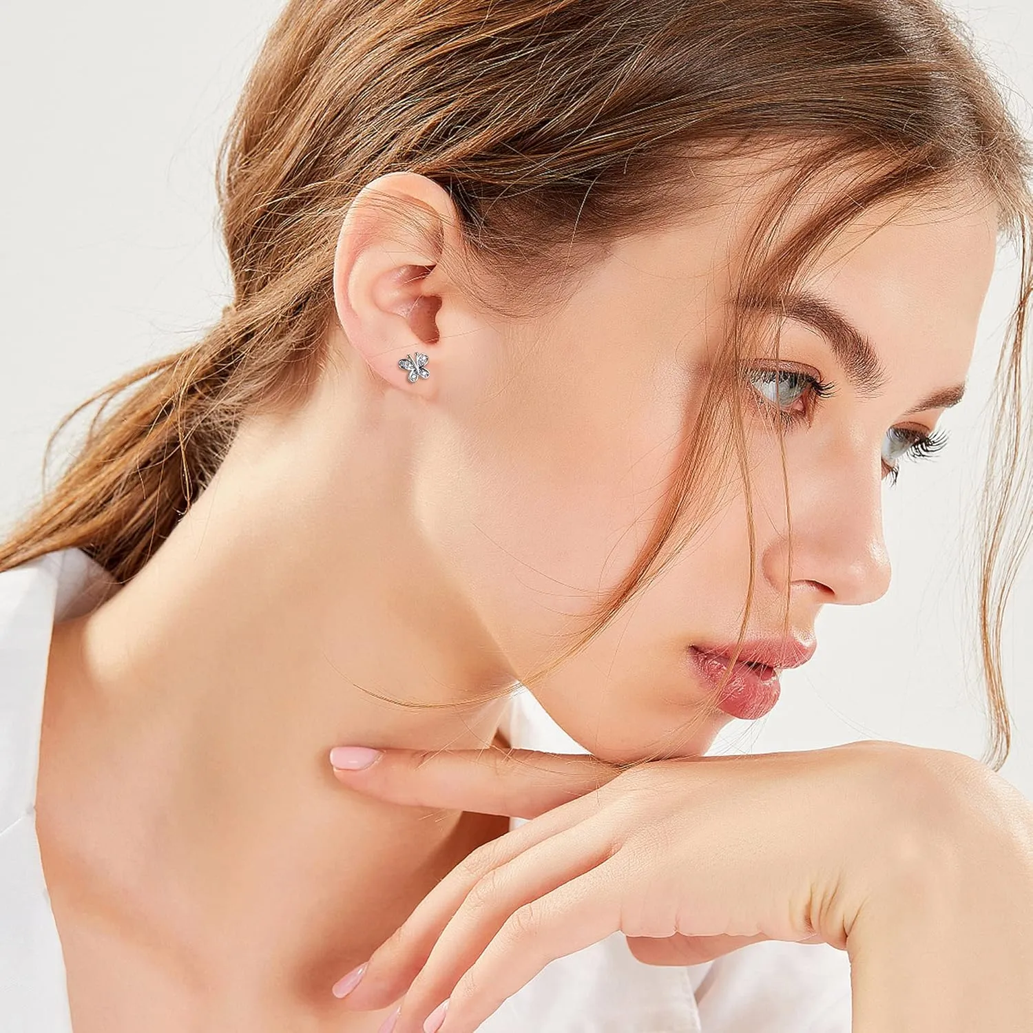 Florideco Hypoallergenic Earrings for Girls Women S925 Sterling Silver Stud Earrings Heart CZ Toddler Earrings Pearl Butterfly Girl Earrings Screw Back Earrings for Sensitive Ears(over 4 years old)