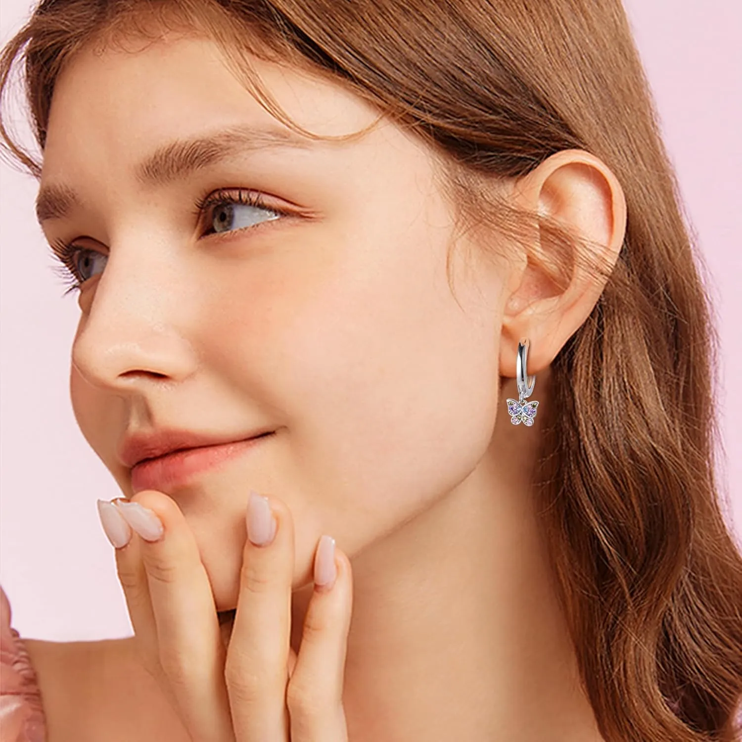 Florideco Hypoallergenic Small Hoop Earrings for Girls Women S925 Silver Needle Toddler Earrings Girls Hoop Earrings Dangling Huggie Teens Earrings Set for Sensitive Ears(over 4 years old)