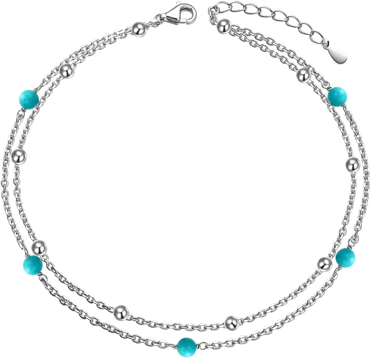 FLYOW Anklet for Women S925 Sterling Silver Adjustable Foot Beaded Infinity/Heart/Angel Wing/Turtle Ankle Bracelet Anklets Jewelry Gift