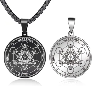 FLYUN Metatrons Cube Pendant for Men, Men's Metatron Cube Necklace Sacred Geometry Seals of Archangel Angel Necklaces