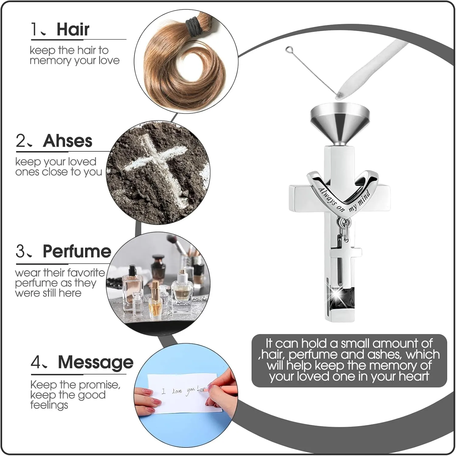 Fumete 6 Pcs Ashes Necklace Urn Jewelry for Human Ashes Memorial - Men & Women Pendant