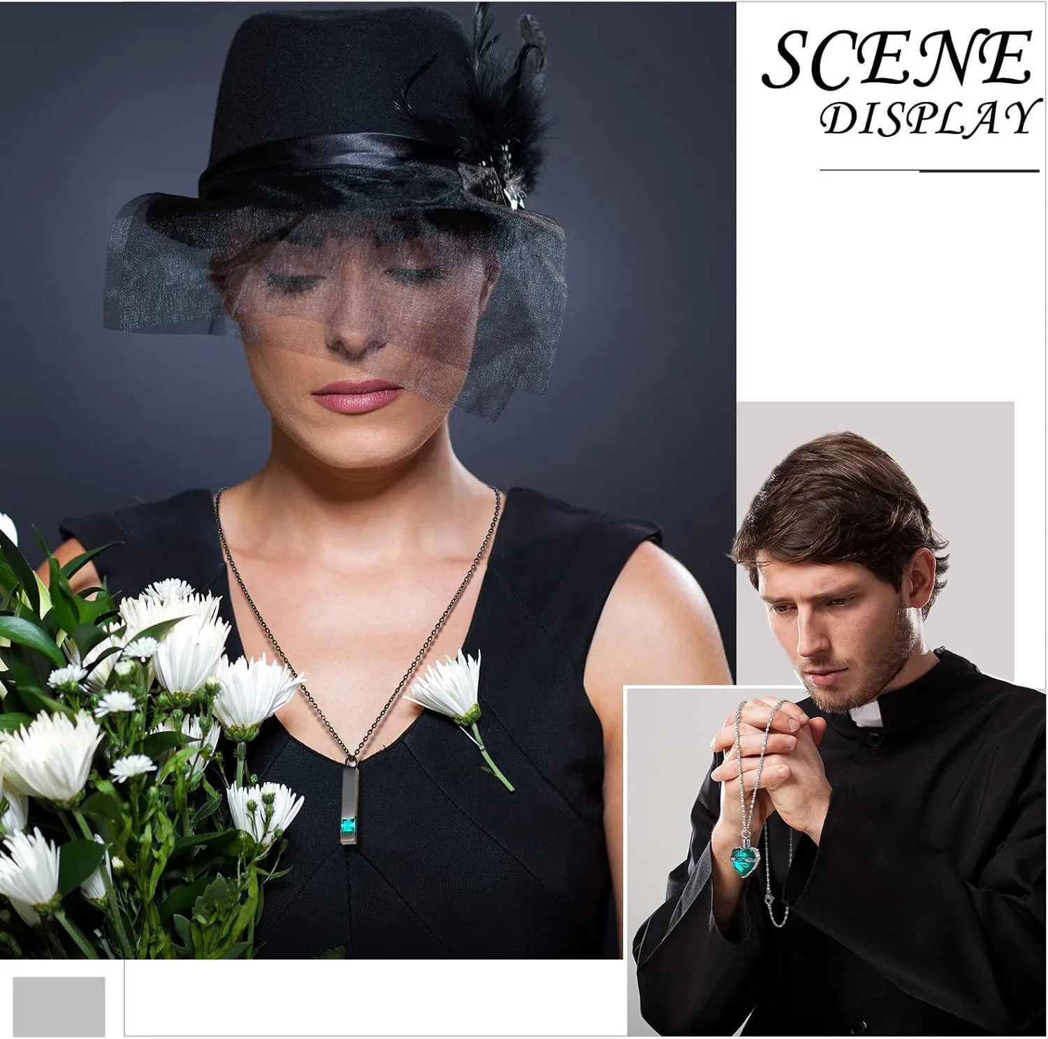 Fumete 6 Pcs Ashes Necklace Urn Jewelry for Human Ashes Memorial - Men & Women Pendant