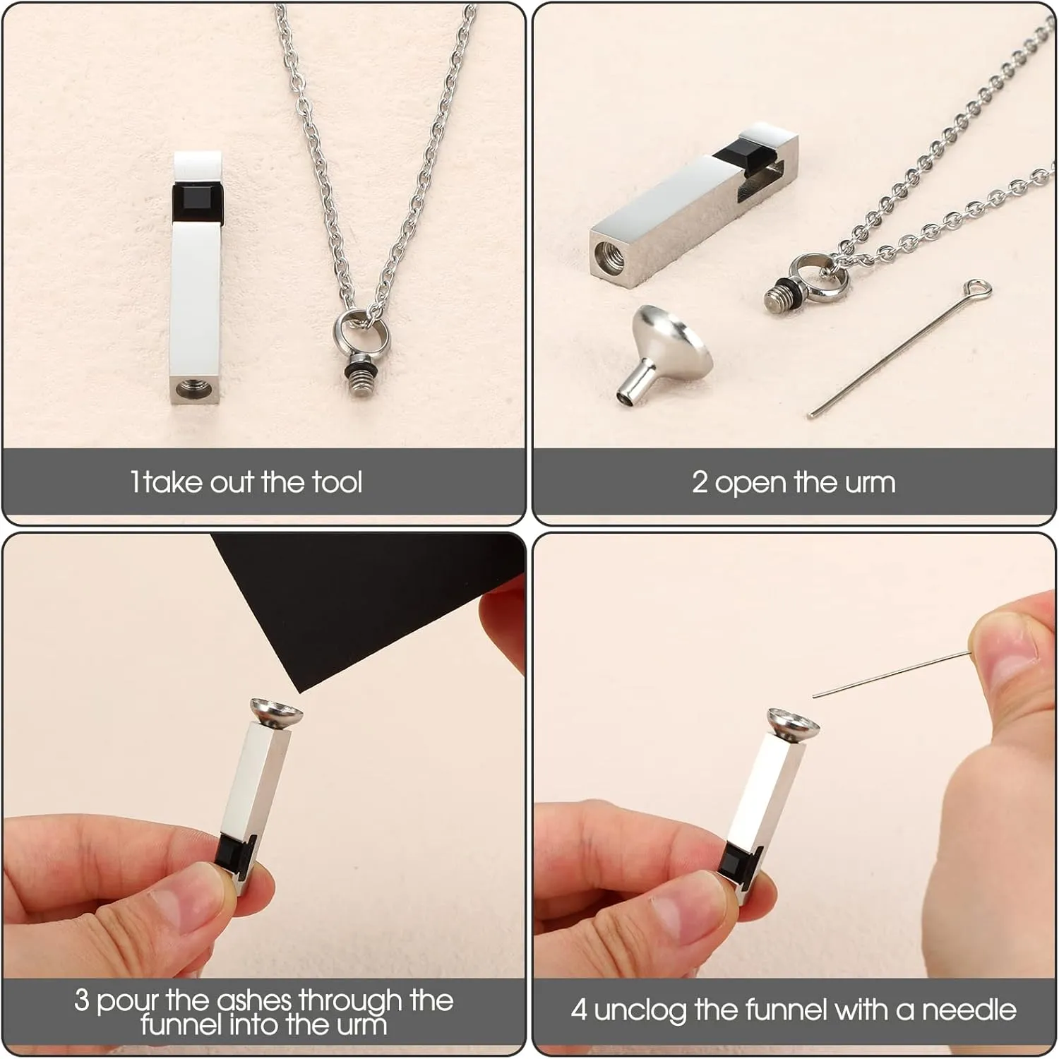 Fumete 6 Pcs Ashes Necklace Urn Jewelry for Human Ashes Memorial - Men & Women Pendant