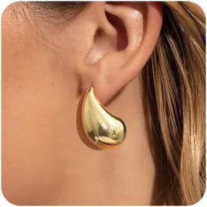FUNEIA Extra Large Gold Teardrop Earrings for Women Big Gold Silver Chunky Statement Earrings 14K Gold Plated Dainty Small Drop&Dangle Earrings Trendy Dangling Designer Dupes Jewelry 2cm 3cm 4cm