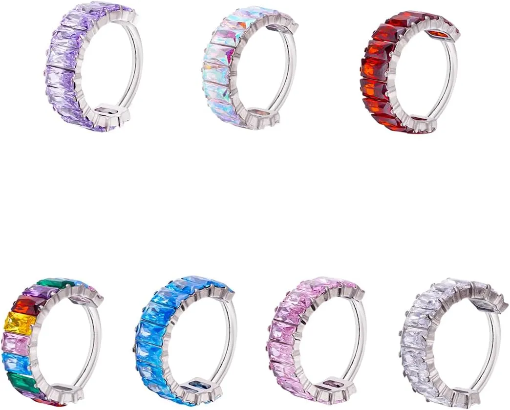 G23 Titanium Hypoallergenic Cubic Zirconia Hoop Huggie Diamond Pave Cuff Ear Climbers Cartilage Stud Earrings for woman man