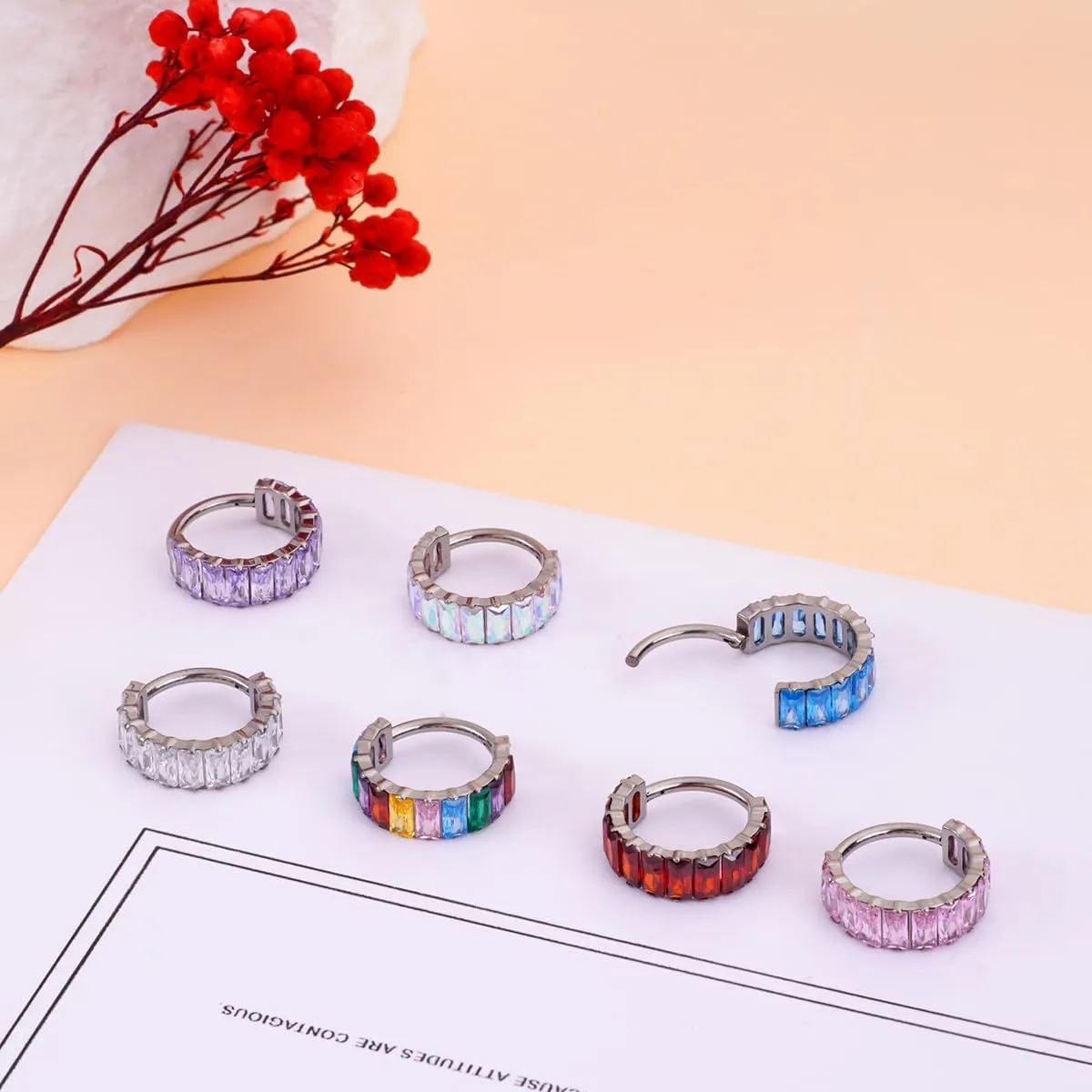 G23 Titanium Hypoallergenic Cubic Zirconia Hoop Huggie Diamond Pave Cuff Ear Climbers Cartilage Stud Earrings for woman man