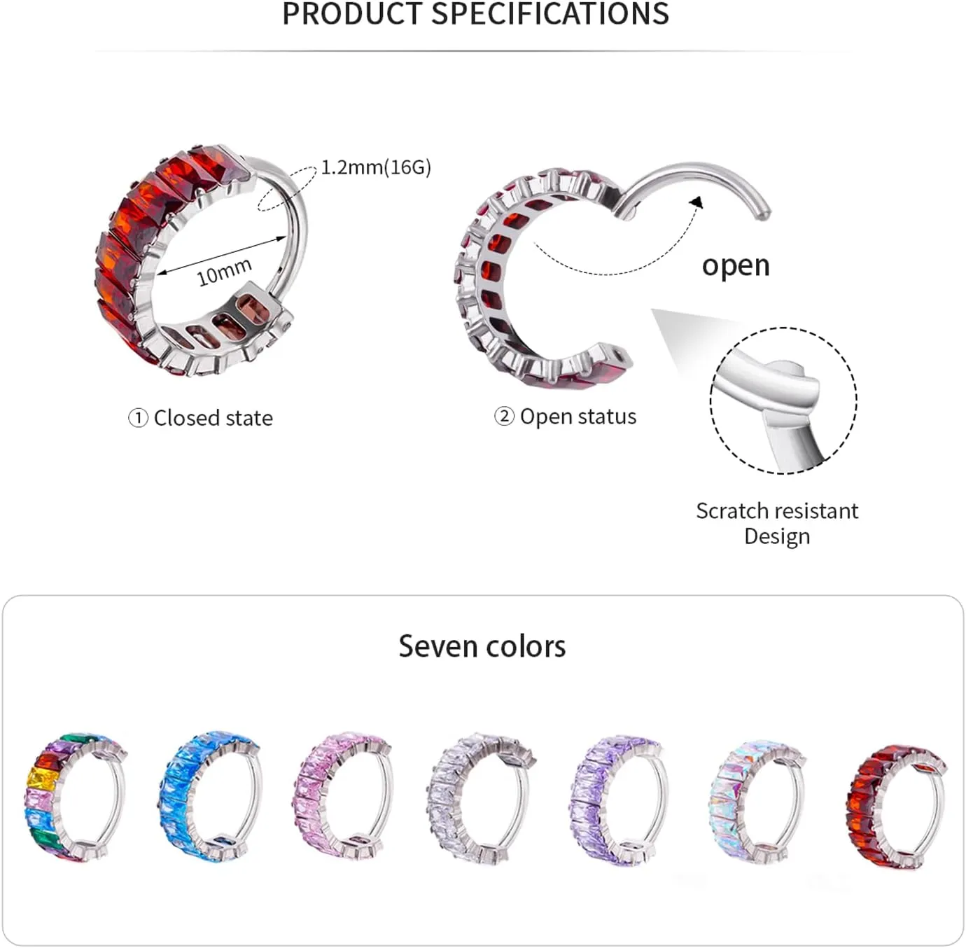 G23 Titanium Hypoallergenic Cubic Zirconia Hoop Huggie Diamond Pave Cuff Ear Climbers Cartilage Stud Earrings for woman man