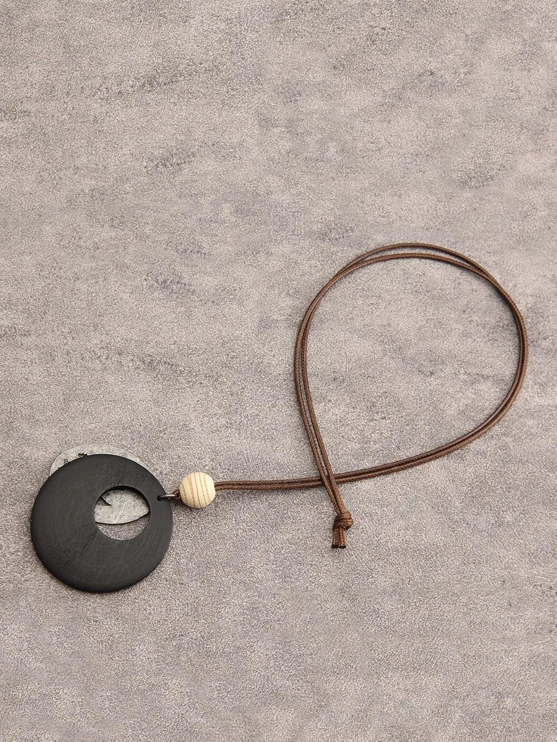 GelConnie Boho Necklaces for Women Vintage Silver Circles Long Pendant Necklace Cowgirl Sweater Necklace Adjustable Leather Choker Necklace for Women