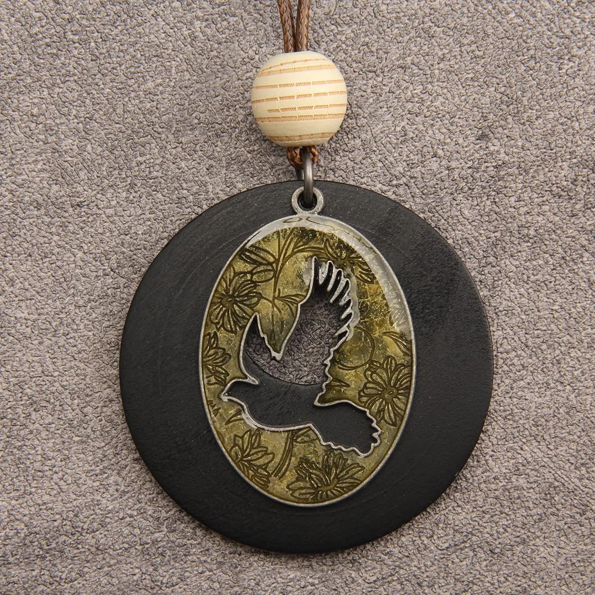 GelConnie Boho Necklaces for Women Vintage Silver Circles Long Pendant Necklace Cowgirl Sweater Necklace Adjustable Leather Choker Necklace for Women