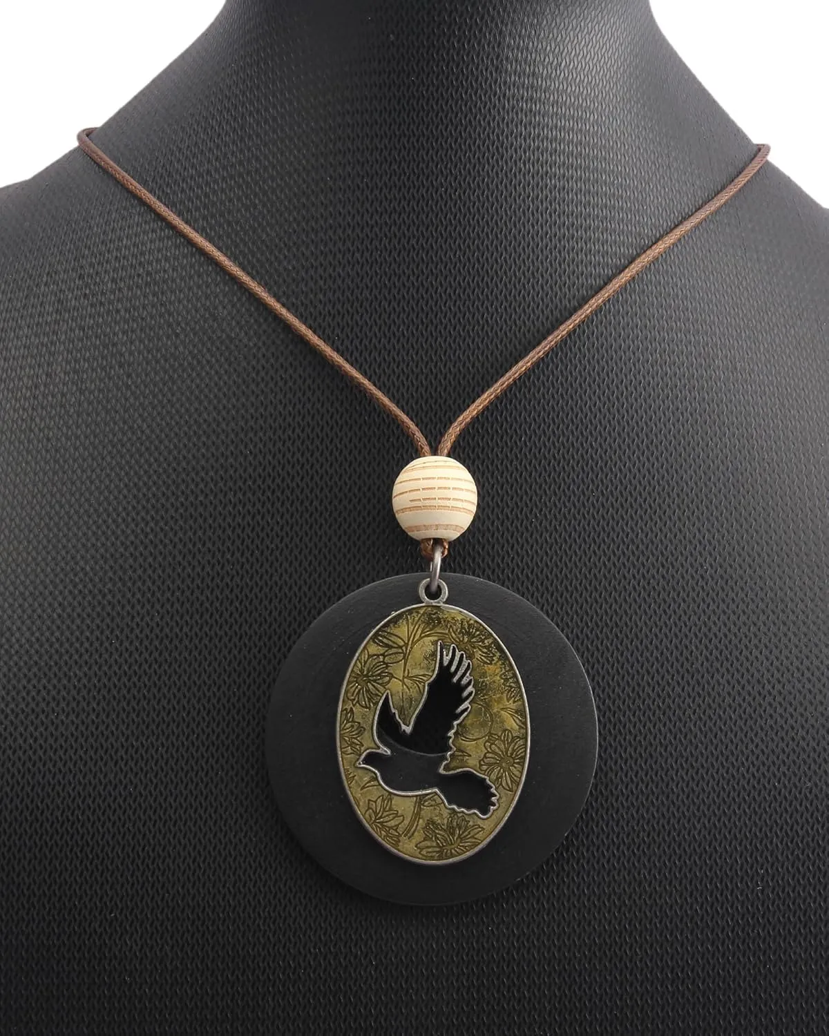 GelConnie Boho Necklaces for Women Vintage Silver Circles Long Pendant Necklace Cowgirl Sweater Necklace Adjustable Leather Choker Necklace for Women