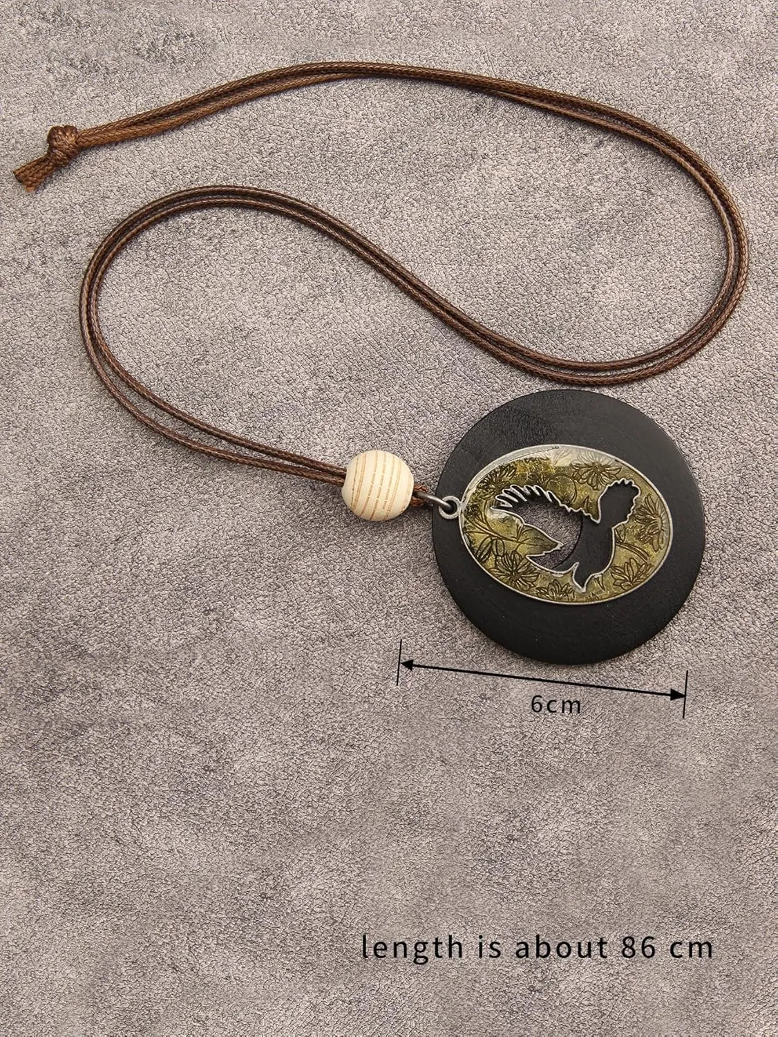 GelConnie Boho Necklaces for Women Vintage Silver Circles Long Pendant Necklace Cowgirl Sweater Necklace Adjustable Leather Choker Necklace for Women