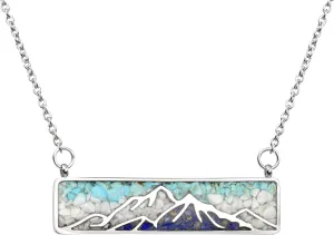Gemstone Mountain Necklace for Women White Howlite Turquoise Tumbled Chips Pendant Necklace Dainty Mountain Range Necklaces for Women Nature Jewelry Gift