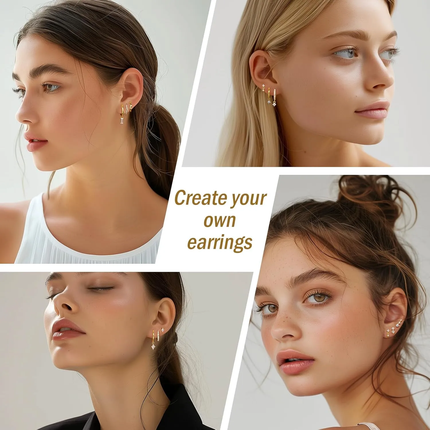 GEORGE  SMITH Sterling Silver Star Earrings for Women, 14K Gold Huggie Hoop Earring Sets for Multiple Piercing, Hypoallergenic Star Stud Set Earrings Stacks for Women Trendy Jewelry
