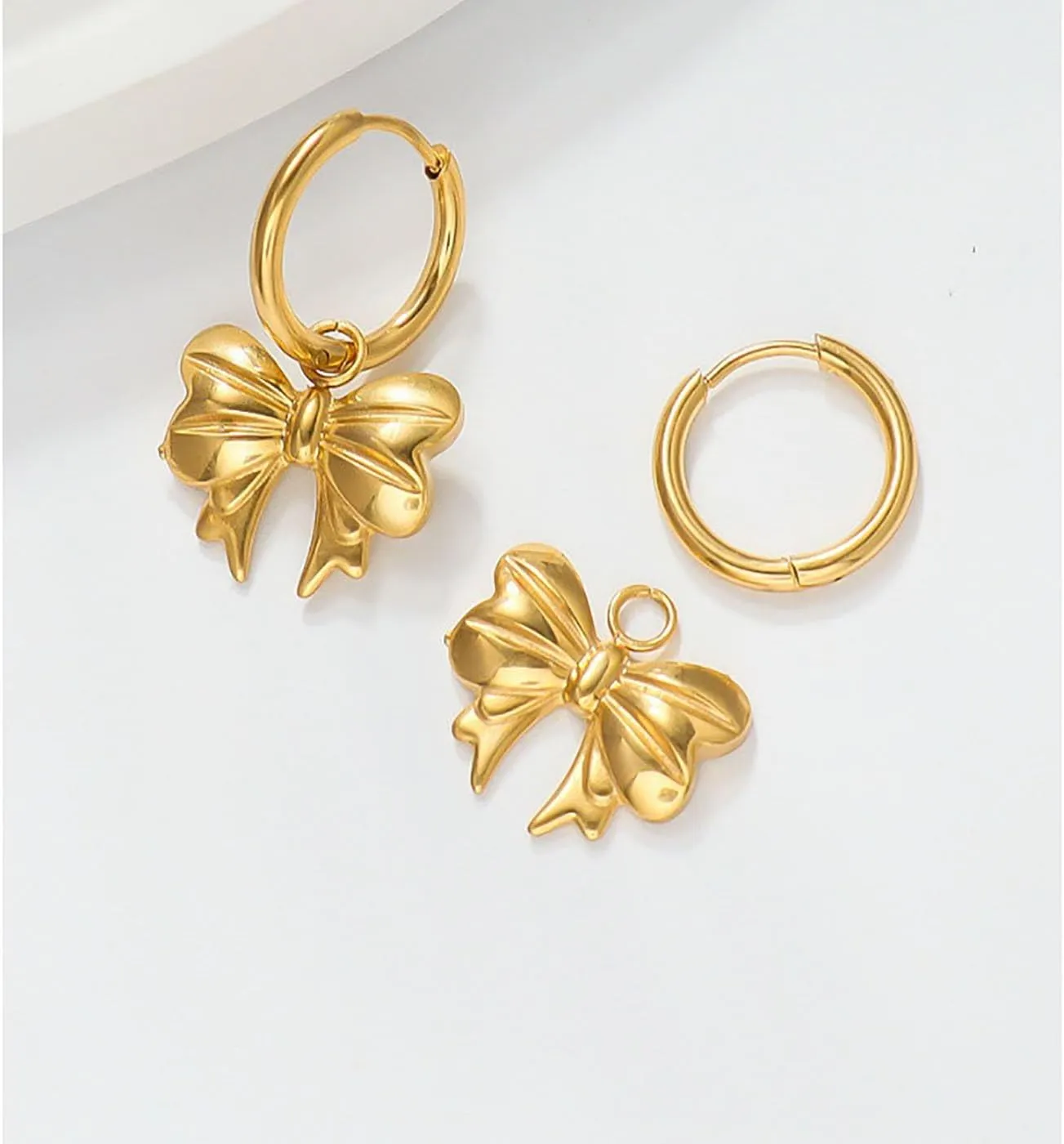 Gold Bow Earrings Pink Small Classic Bow Stud Earrings for Women Dainty Pearl Bow Dangle Earrings Hypoallergenic Gold Earrings Christmas Bow Earring for Women