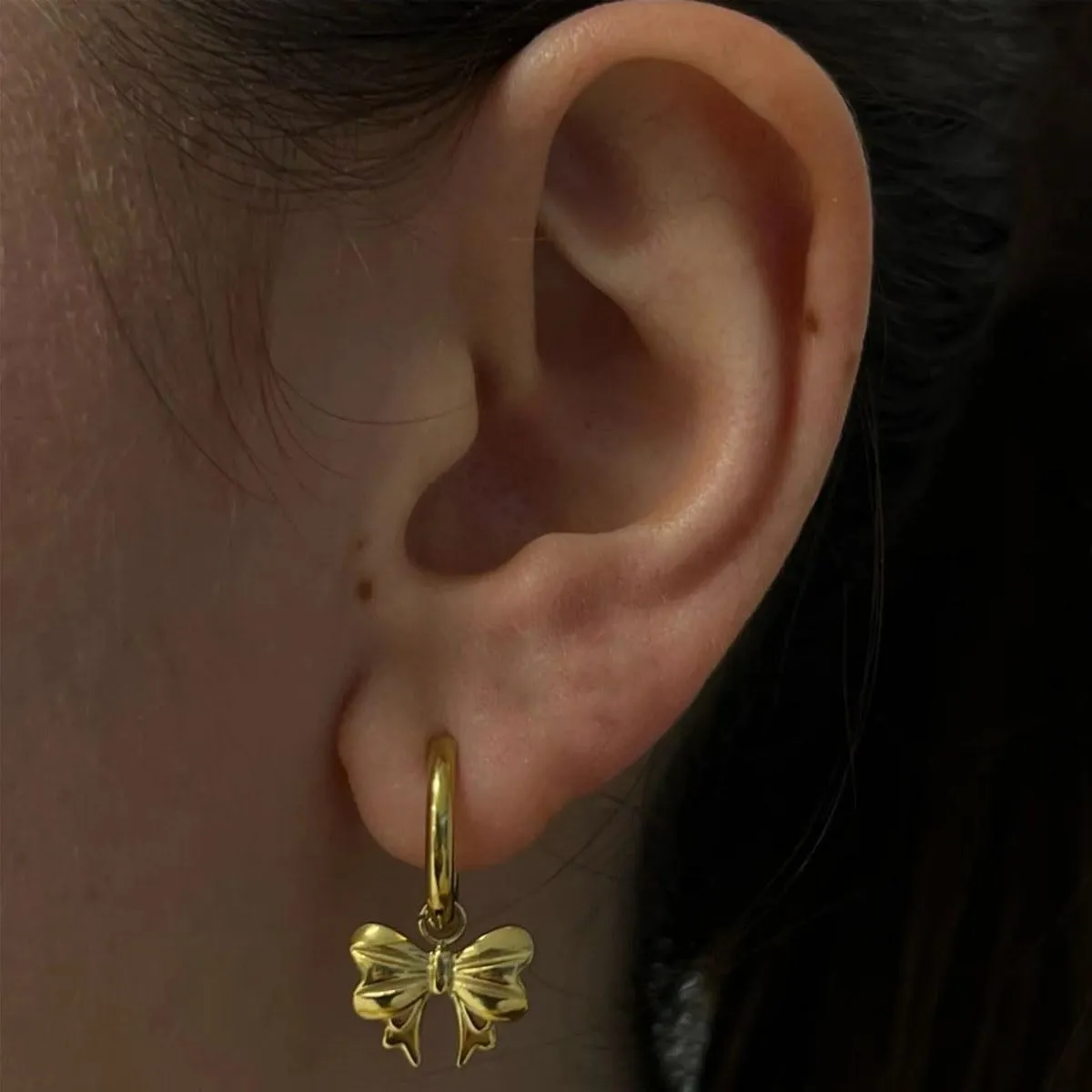 Gold Bow Earrings Pink Small Classic Bow Stud Earrings for Women Dainty Pearl Bow Dangle Earrings Hypoallergenic Gold Earrings Christmas Bow Earring for Women
