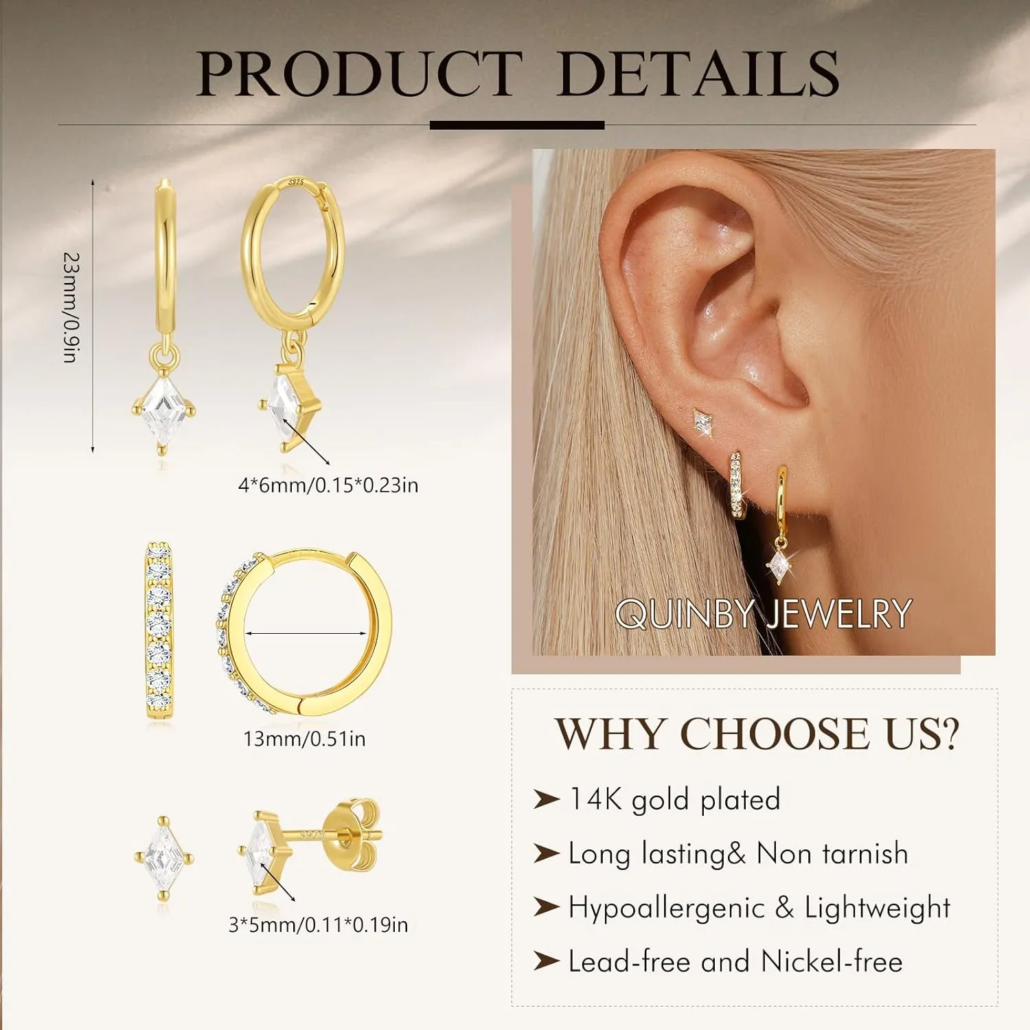 Gold Dainty Earrings Set For Women,14k Earring Stacks Gold Small Stackable Earrings,Cartilage Dangle Jewelry Hoop Earring Sets For Multiple Piercing,Birthday Ideas For Mom Friend Wife