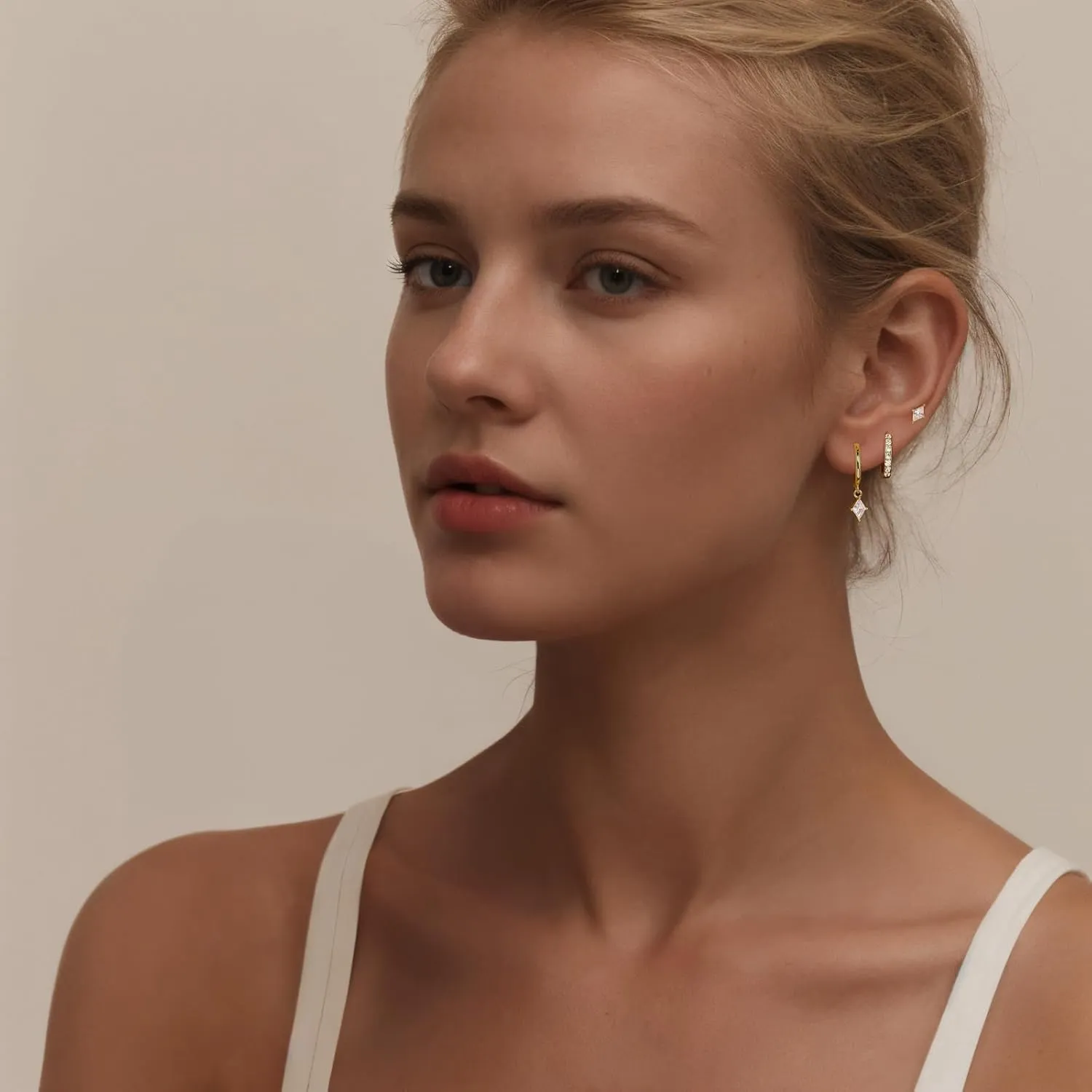 Gold Dainty Earrings Set For Women,14k Earring Stacks Gold Small Stackable Earrings,Cartilage Dangle Jewelry Hoop Earring Sets For Multiple Piercing,Birthday Ideas For Mom Friend Wife