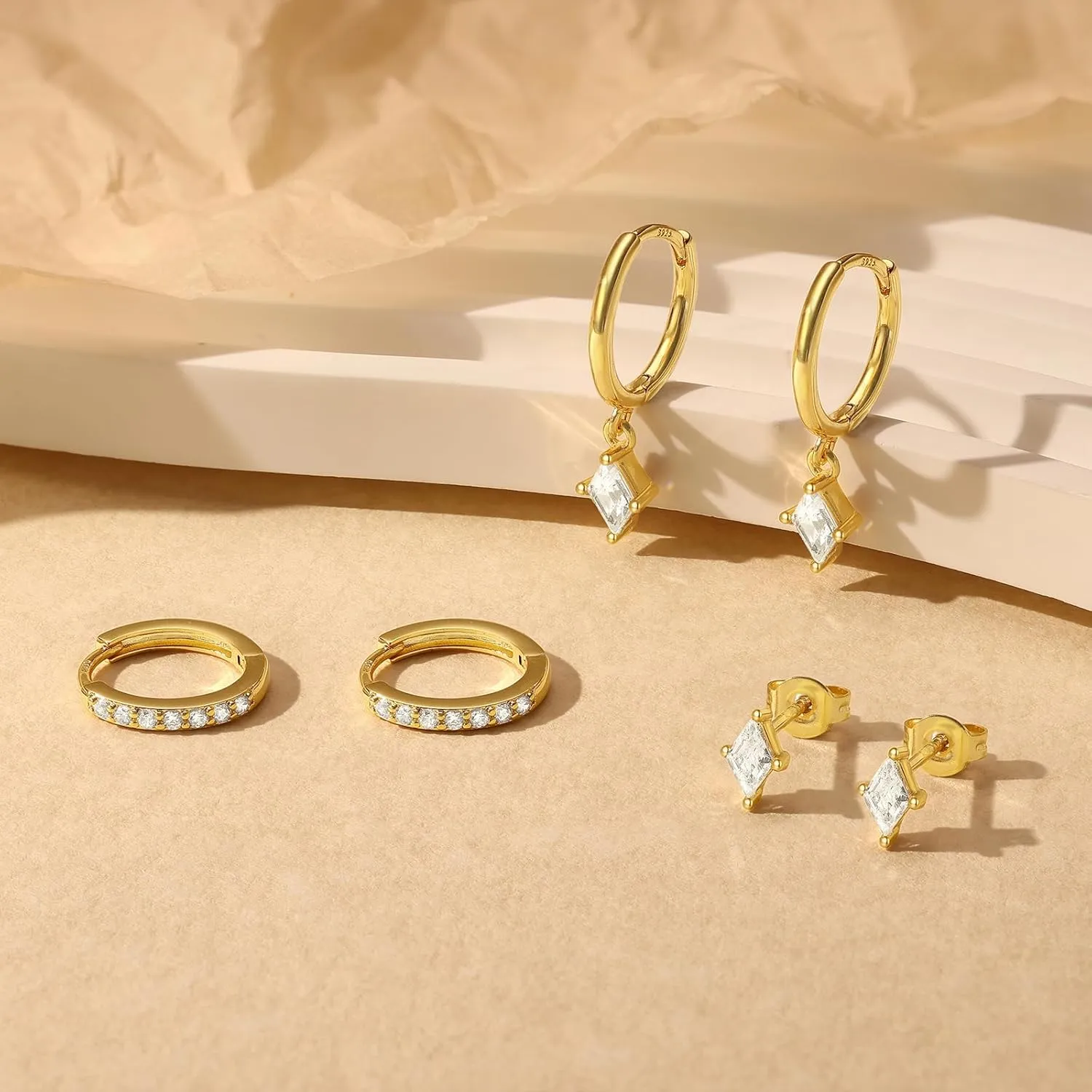 Gold Dainty Earrings Set For Women,14k Earring Stacks Gold Small Stackable Earrings,Cartilage Dangle Jewelry Hoop Earring Sets For Multiple Piercing,Birthday Ideas For Mom Friend Wife