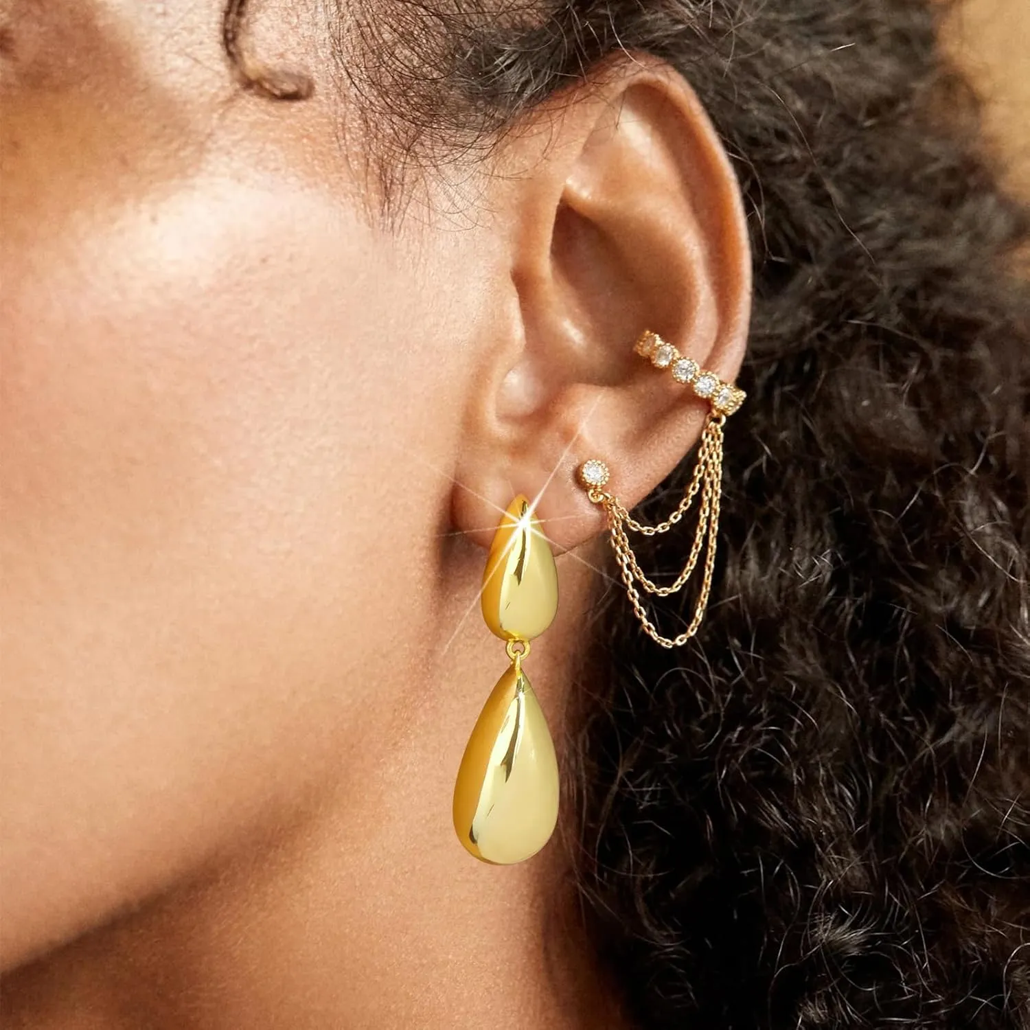 Gold Earrings Drop Dangle Earrings Teardrop Earrings For Women Waterdrop Statement Earrings 14K Gold Plated Hypoallergenic Gold Hoop Earrings