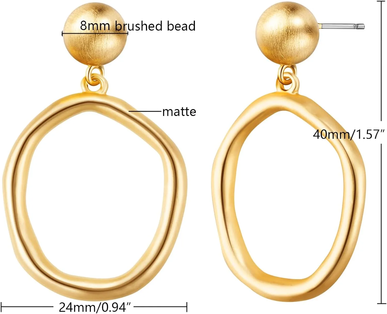 Gold Earrings for Women 14k Gold Plated Threaded Pearl Drop Earrings Hypoallergenic Dainty Baroque Pearl Geometric Rectangle Waterdrop Dangle Statement Earrings for Women Trendy