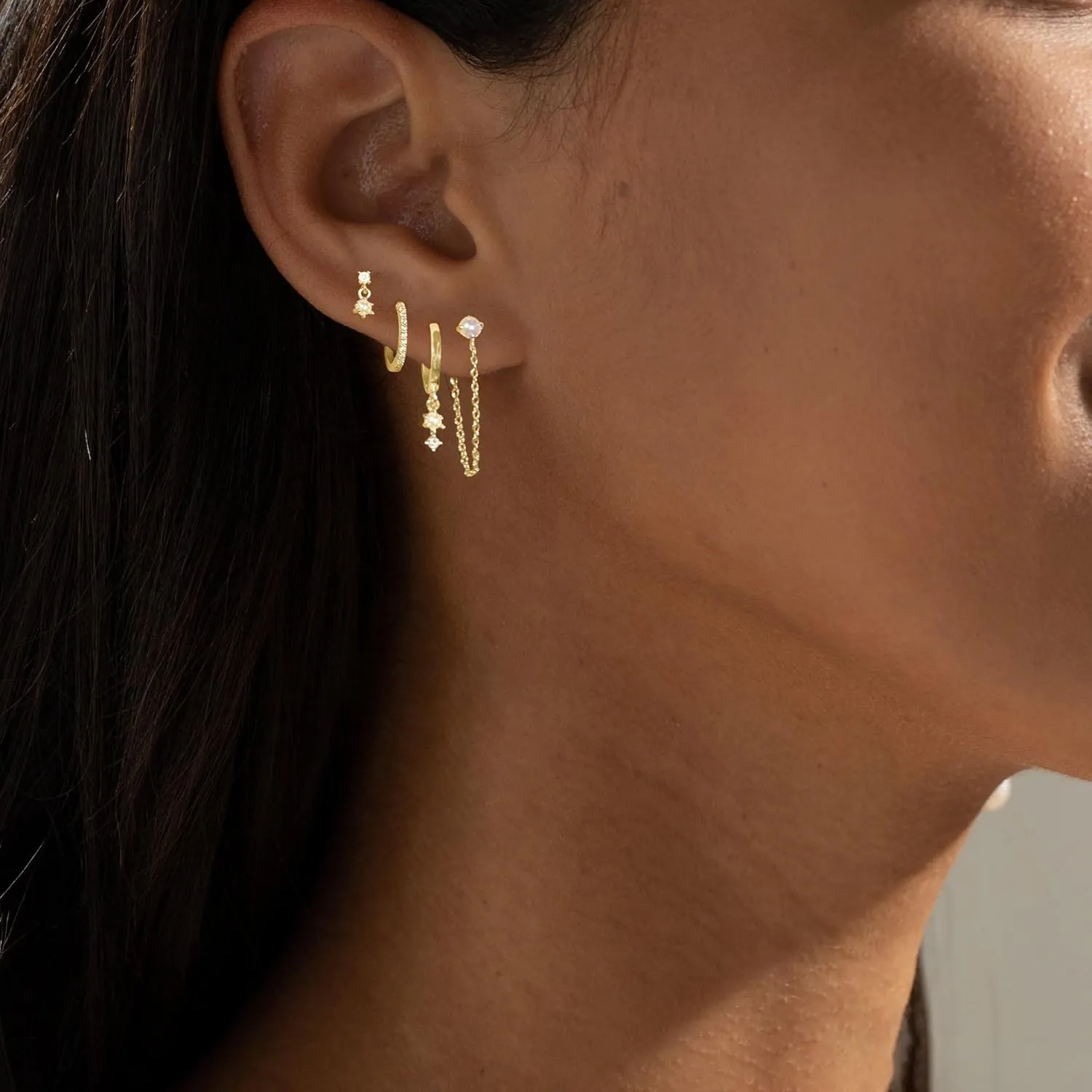 Gold Earrings for Women Trendy,Dainty Dangle Earrings 14K Gold Plated Huggie Hoop Earrings Hypoallergenic Cartilage Earring Set Cute Drop Dangle Earrings Simple Cross Heart Earrings Jewelry