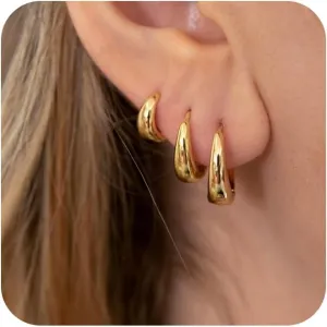 Gold Hoop Earrings for Women, 14k Gold Plated Small Hoop Earrings Set Dainty Gold Earrings Hypoallergenic Small Gold Huggie Hoop Earrings Cute Gold Hoops Earrings Simple Gold Jewelry for Women