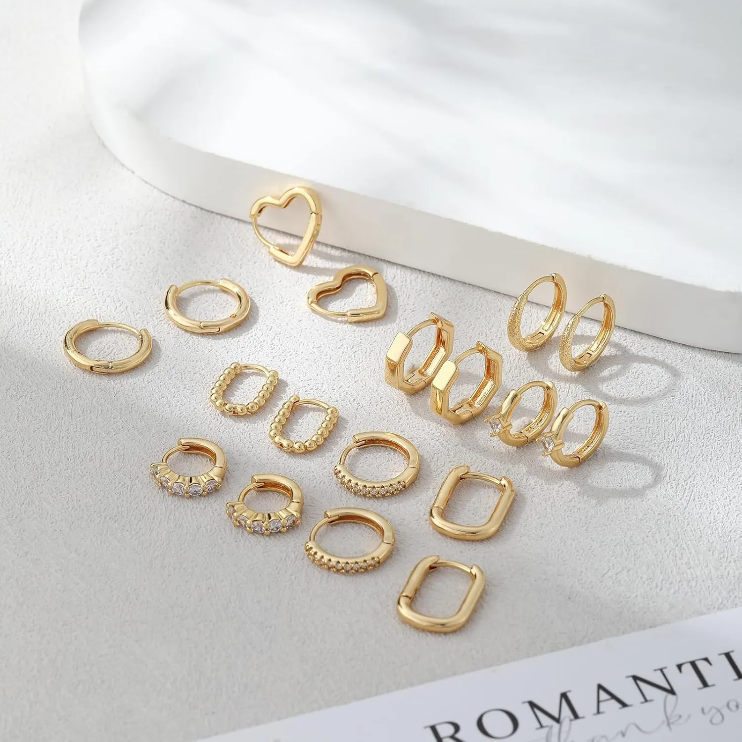 Gold Hoop Earrings for Women, Dainty 14k Real Gold/Silver Plated Small Huggie Earrings for Women Trendy Lightweight CZ Diamond Dangle Drop Earrings Hypoallergenic Jewelry