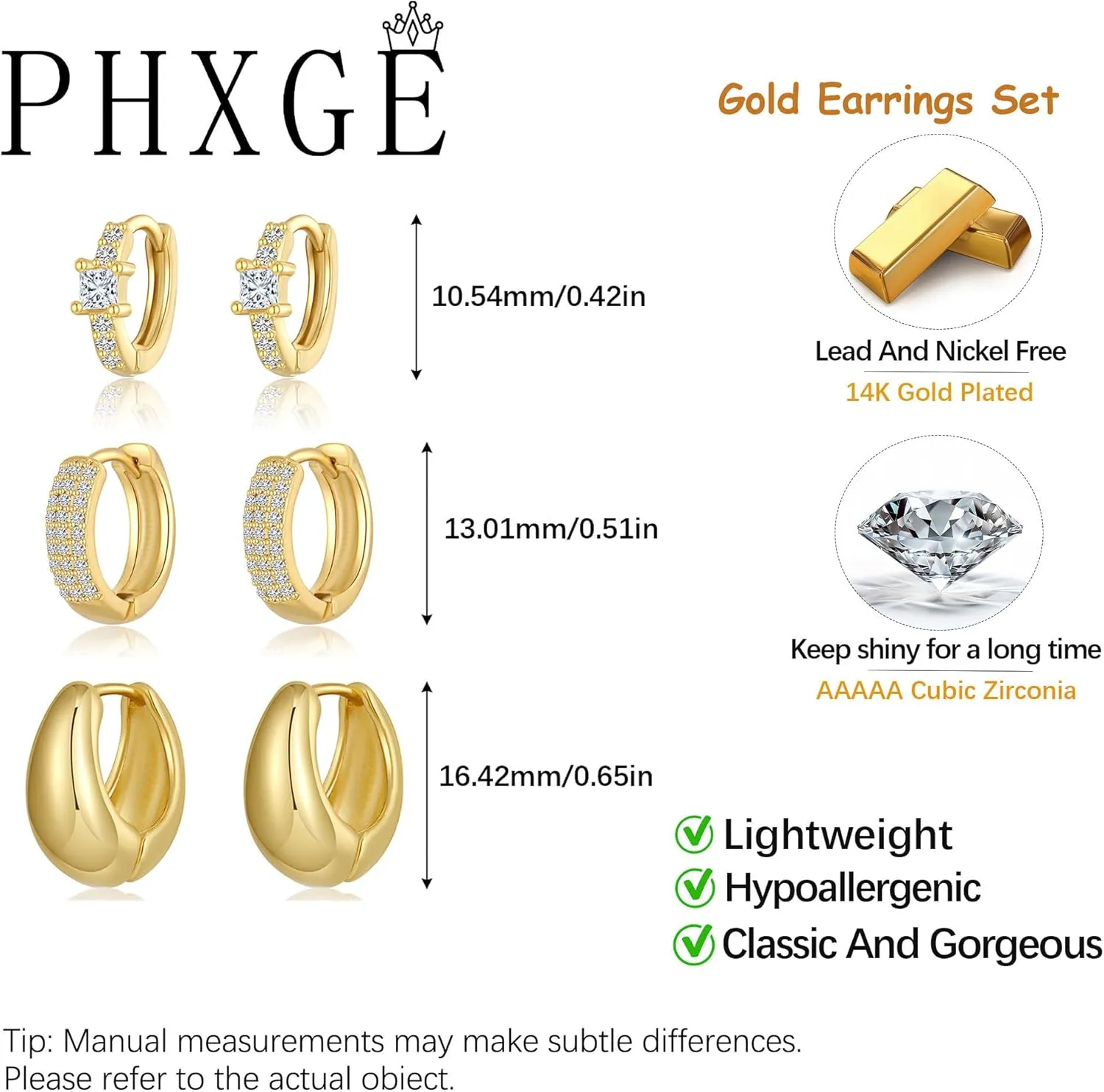 Gold Hoop Earrings for Women Trendy, 14K Gold Plated Huggie Earrings Set Dainty Small Hoops Cartilage Hypoallergenic Lightweight Jewelry Gifts